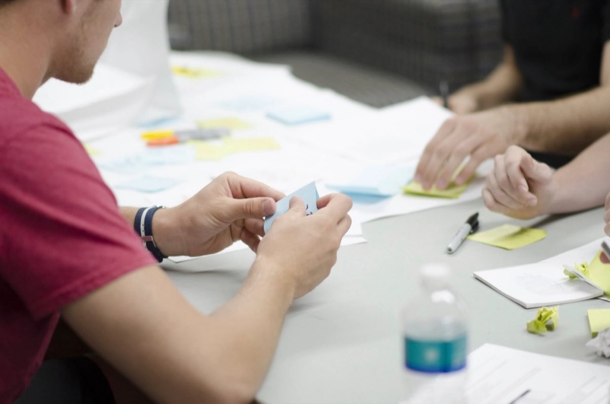 Students working together at a table